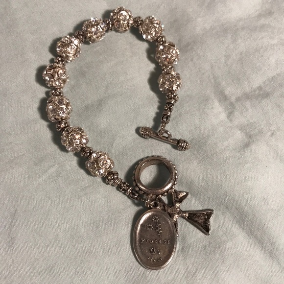 Crystal and Silver Guardian Angel Bracelet - Picture 1 of 2